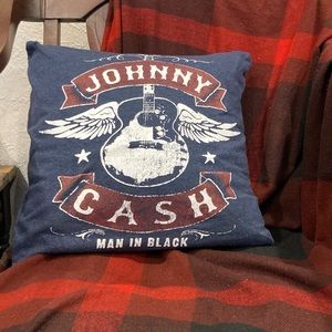 Handmade upcycled Johnny Cash T-shirt Pillow featuring Guitar